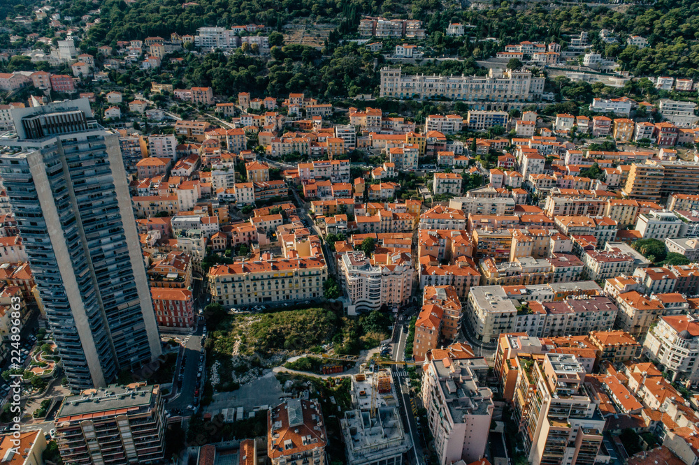 Skyscrapers in Monaco Monte-Carlo city riviera Drone summer photo