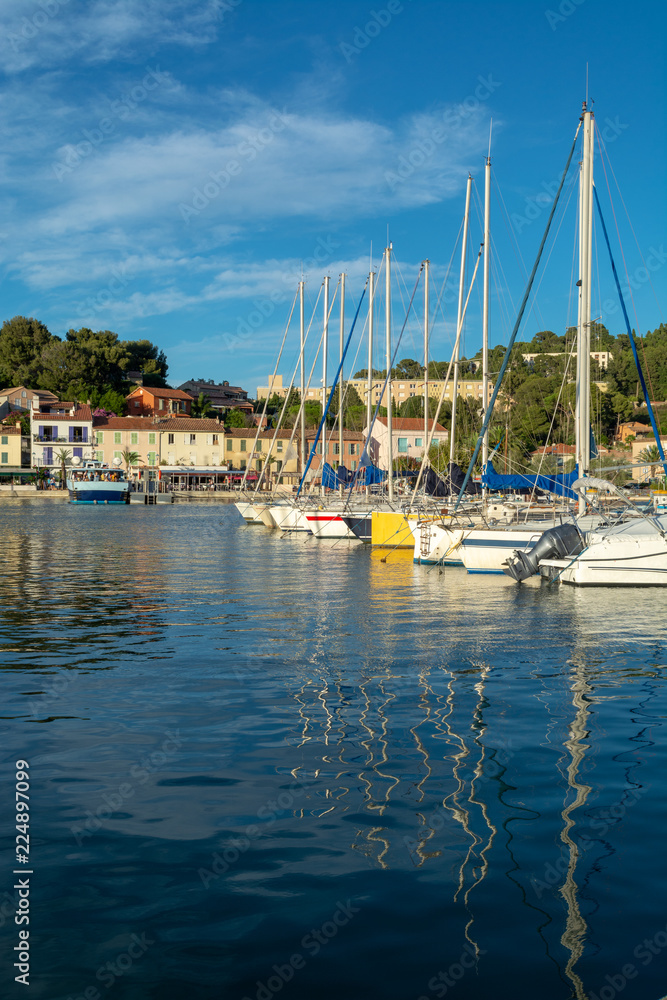 August 13, 2018, small fishermans and yacht haven, marina in Saint-Mandrier-sur-Mer, Provence, France