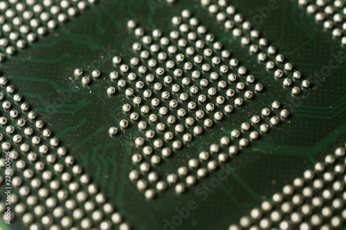 Close up of BGA microchip IC