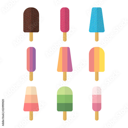 Set of ice cream isolated on white background, Cute ice cream collection - Vector