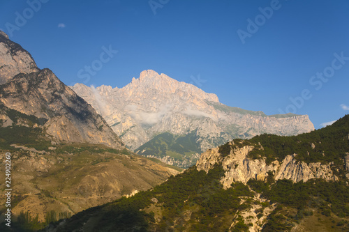 Mountain landscape, sunny morning in the mountains.