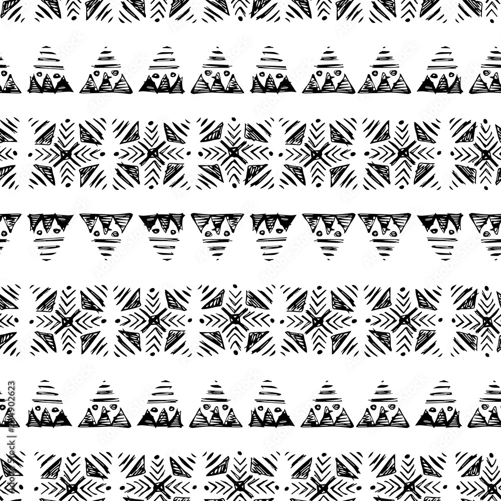 Naklejka hand drawn ethnic seamless pattern