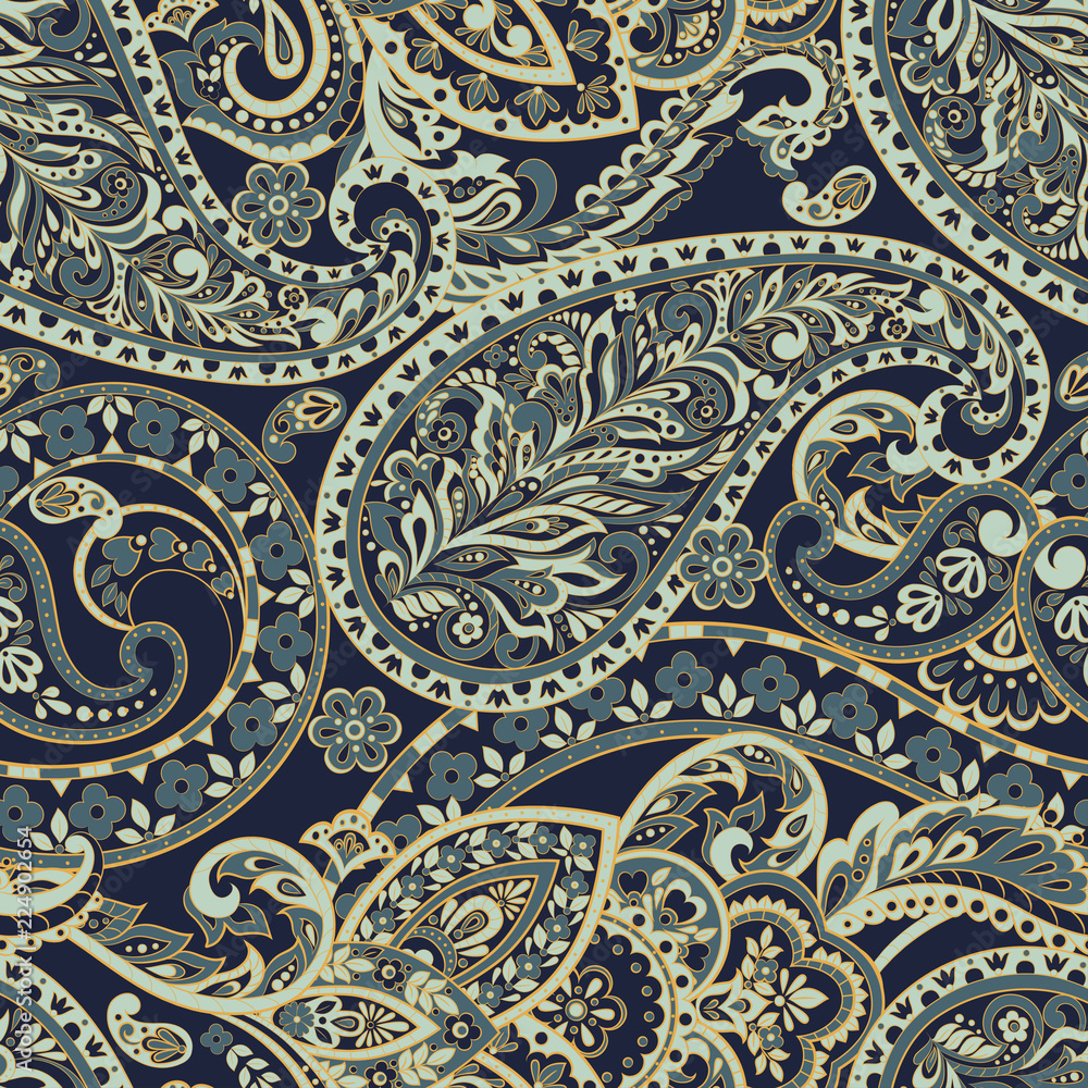 paisley seamless pattern. colorful vector textile background