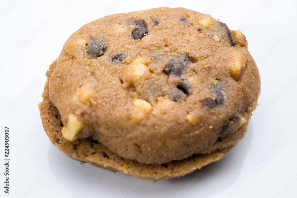 Chocolate Chip cookies on white isolated background Chocolate Chip cookies on white isolated background