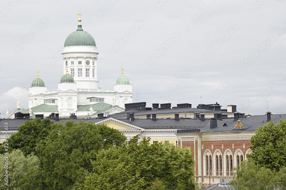 Fototapeta premium View of the facade of the Helsinki Cathedral, Finland