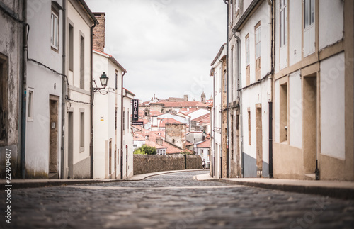 view trough the ancient streets of Santiago de compostella ancient and true life contrast
