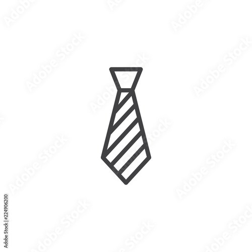 Striped tie outline icon. linear style sign for mobile concept and web design. Necktie simple line vector icon. Symbol, logo illustration. Pixel perfect vector graphics