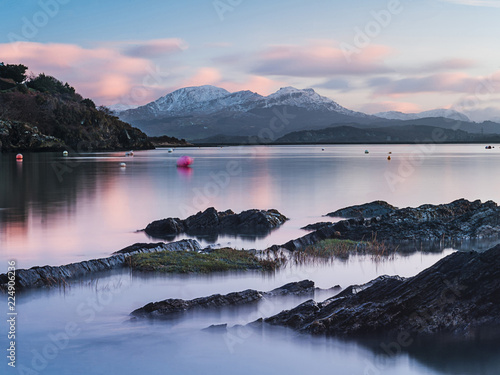 Borth Y Gest Beach at sunrise, Snowdonia National Park, Gwynedd, North Wales, Wales photo