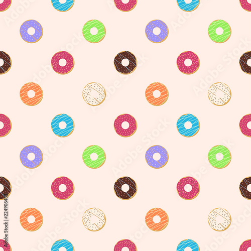 Donut seamless pattern background - Vector