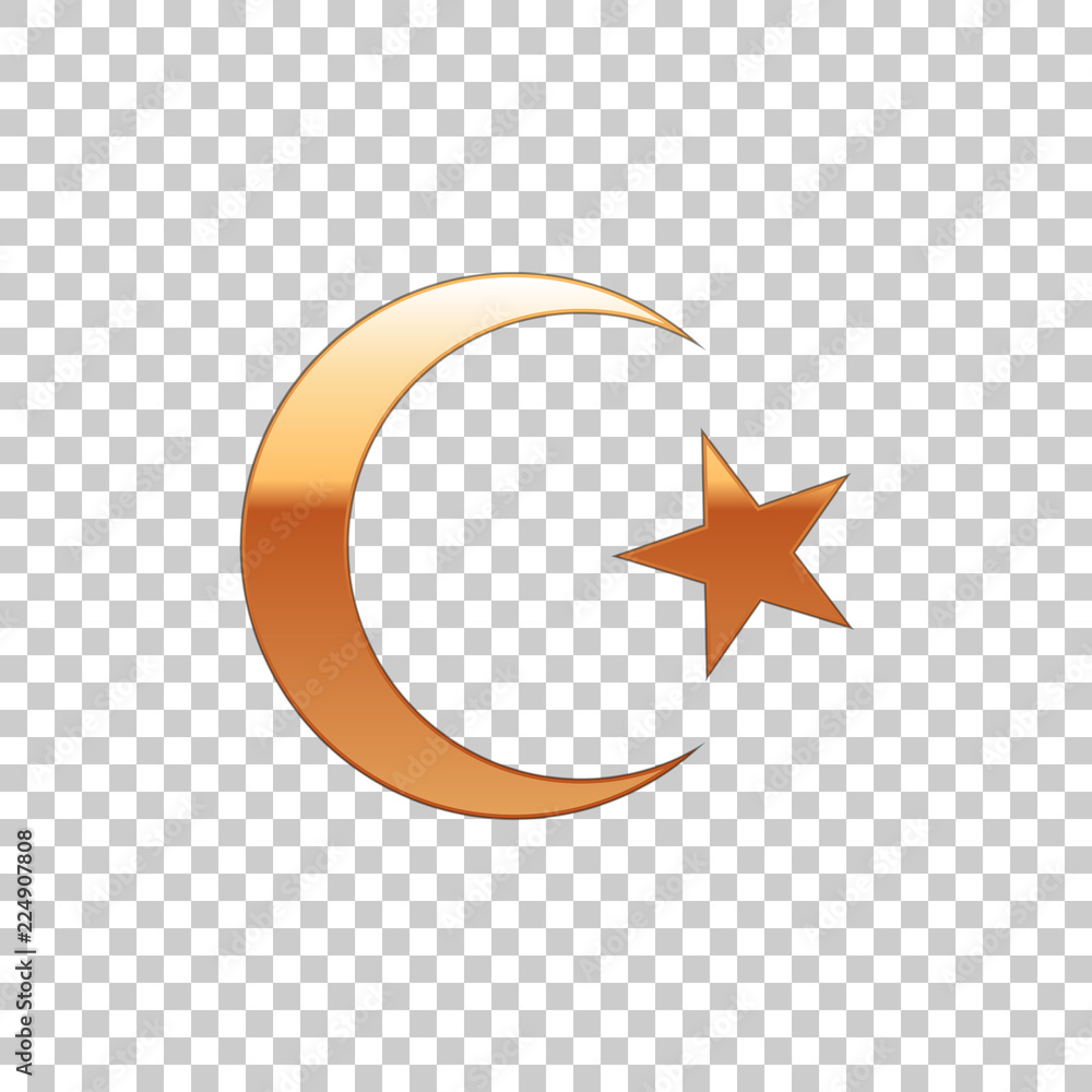 Black And White Illustration Of Star And Crescent Symbol Of