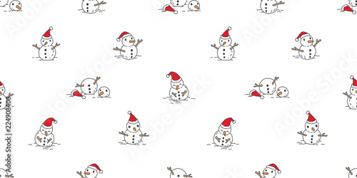 Snowman seamless pattern vector Christmas scarf isolated cartoon tile background wallpaper doodle