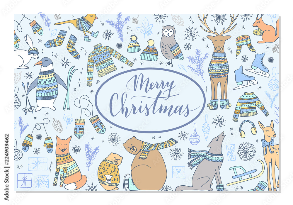 Christmas animal card.