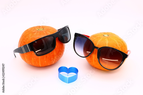pumpkins bespectacled close-up, isolated