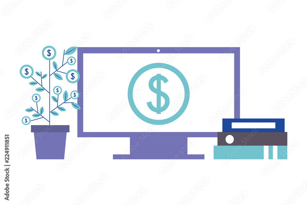 computer monitor dollar money plant growth folders computer monitor dollar money plant growth folders