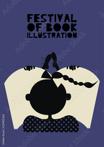 Poster of festival of book illustration concept. Modern graphic design for festival, exhibition, shop