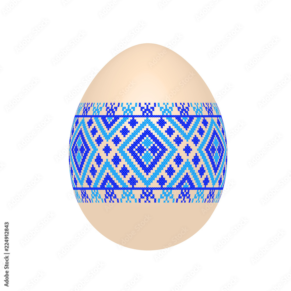 the easter egg with ukrainian cross-stitch ethnic pattern. pysanka ornament. isolated vector. the easter egg with ukrainian cross-stitch ethnic pattern. pysanka ornament. isolated vector.