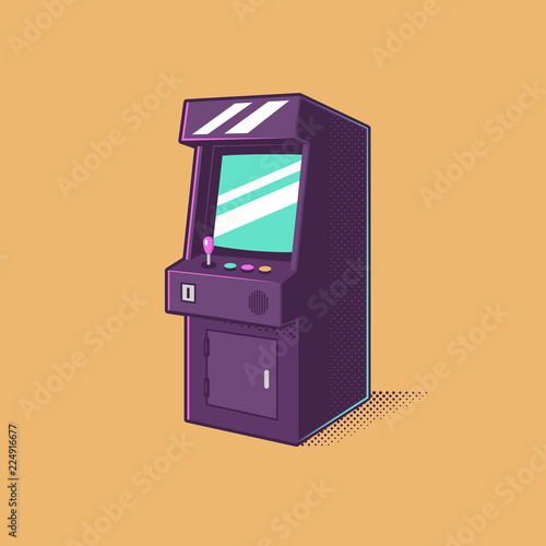 Obraz na plátně Vintage video games arcade machine vector illustration