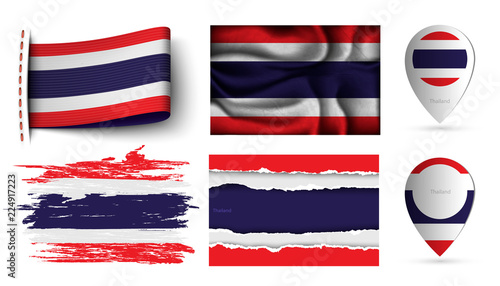 set of thailand flags collection isolated