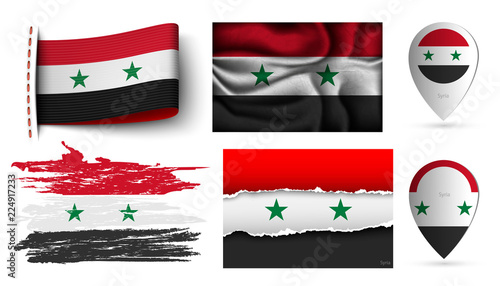 set of syria flags collection isolated