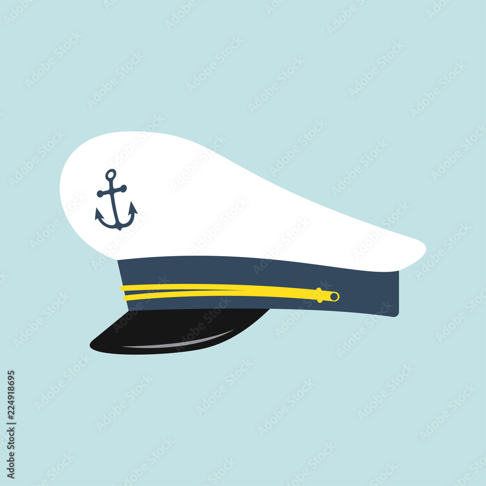 Fototapeta premium Captain hat with anchor emblem