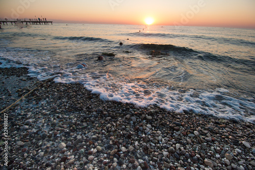 beautiful sunset on the Mediterranean coast