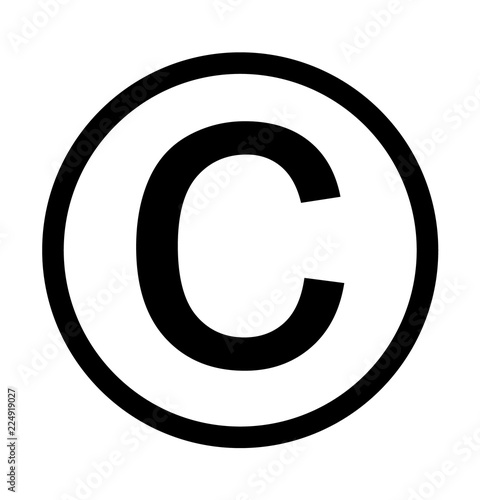 Black copyright intellectual property label, isolated on white background