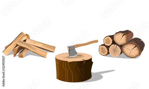 Firewood with axe