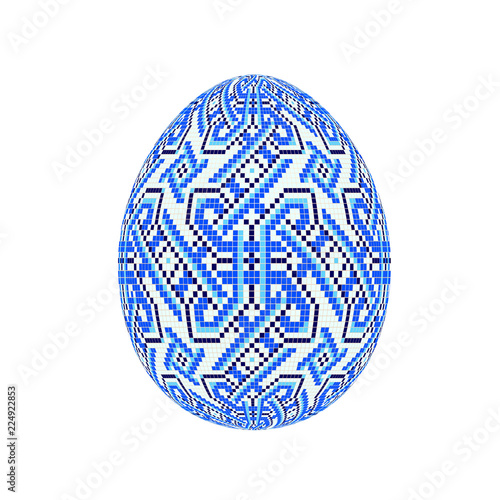 the easter egg with ukrainian cross-stitch ethnic pattern. pysanka ornament. isolated vector.