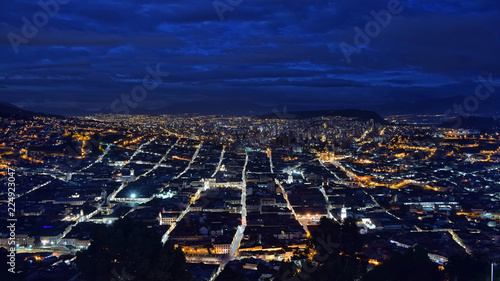 city at night quito ecuador view from panesillo photo