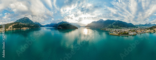 Swiss Mountain Lake nature Drone drone Air 360 vr virtual reality drone panorama