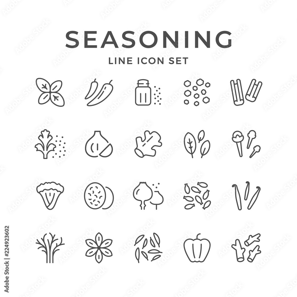 Set line icons of seasoning - obrazy, fototapety, plakaty 