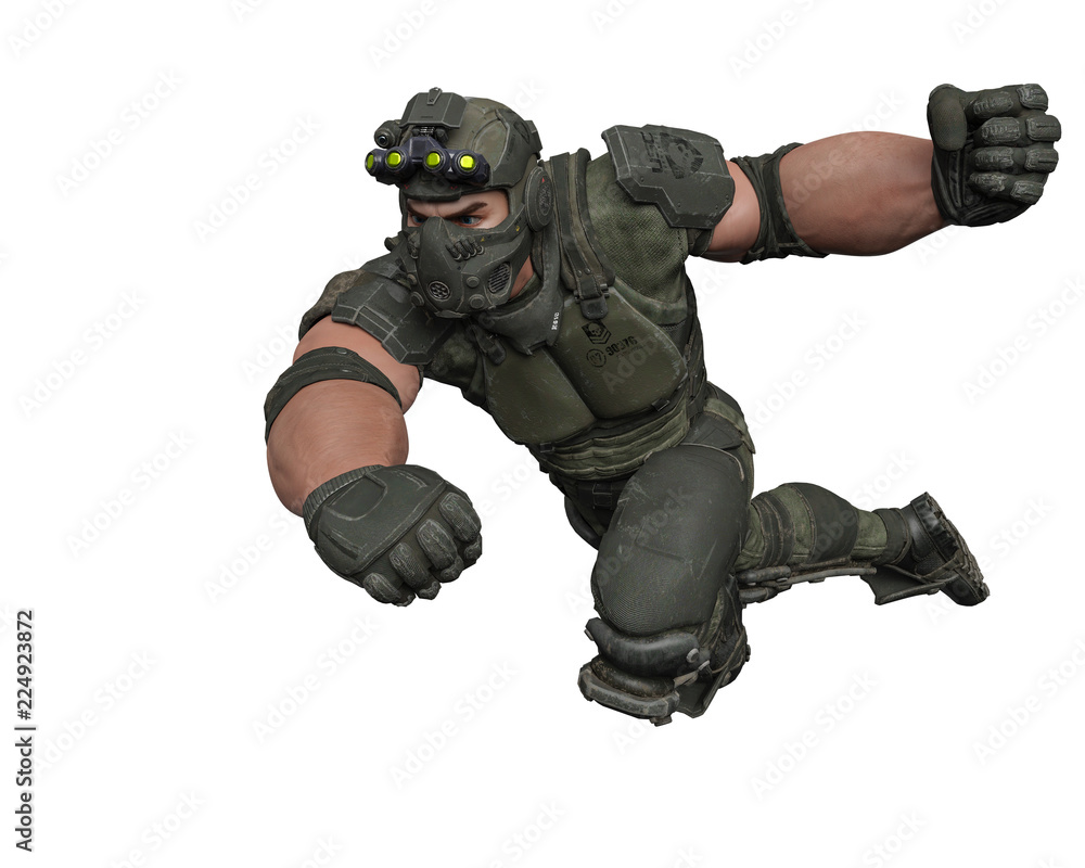 tactical army man cartoon in white background tactical army man cartoon in white background