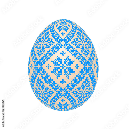 the easter egg with ukrainian cross-stitch ethnic pattern. pysanka ornament. isolated vector.