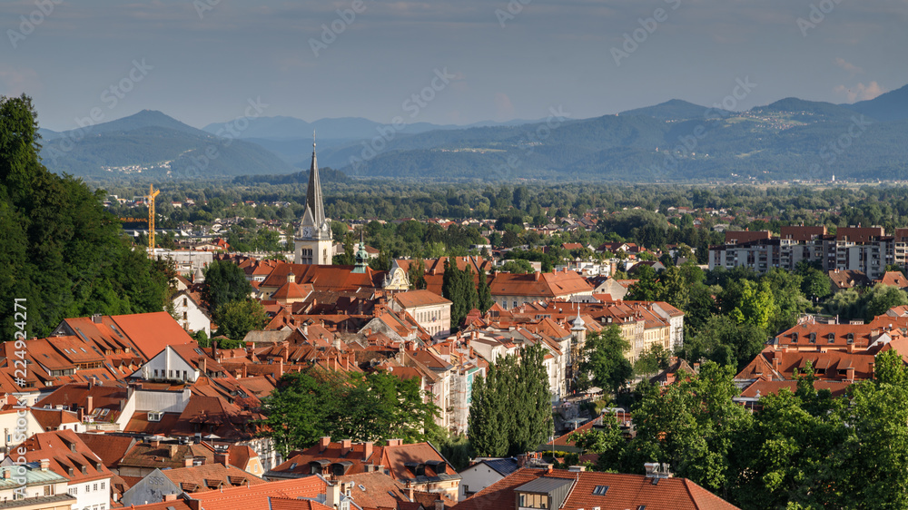 Cityscape of Ljubljana, capital of Slovenia. Holidays in Slovenia.