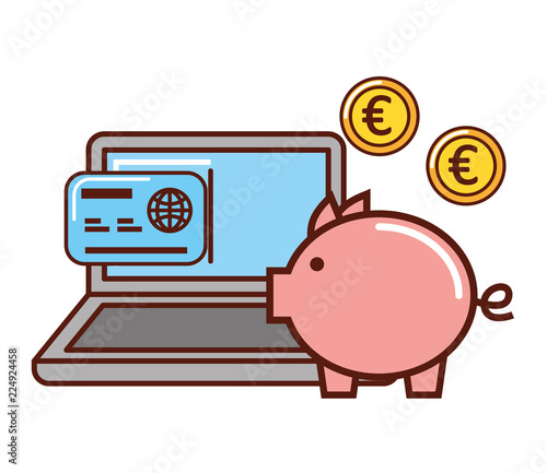 business money euro currency laptop cerdit card