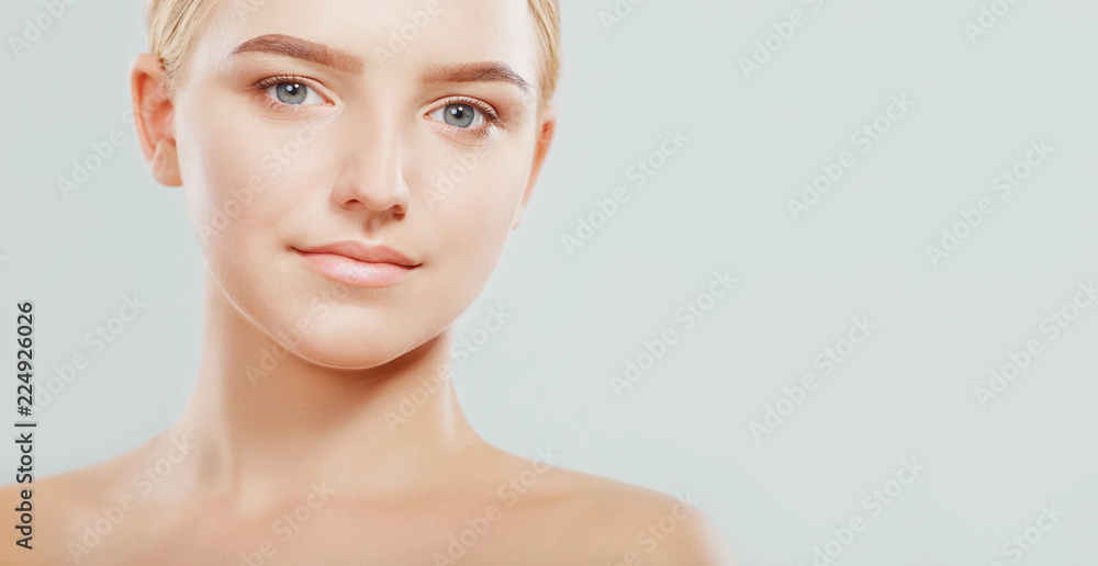 Beautiful face of a young blonde woman. Cosmetology, beauty and spa. Beautiful face of a young blonde woman. Cosmetology, beauty and spa.