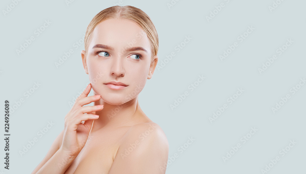 Beautiful face of a young blonde woman. Cosmetology, beauty and spa. Beautiful face of a young blonde woman. Cosmetology, beauty and spa.