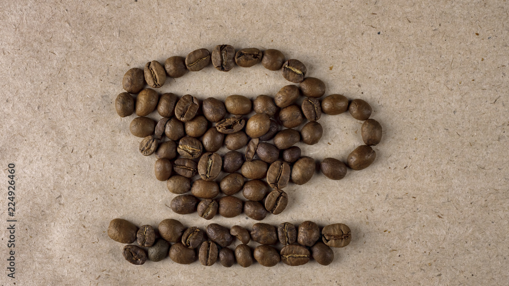 Cup shape of natural roasted coffee beans Cup shape of natural roasted coffee beans