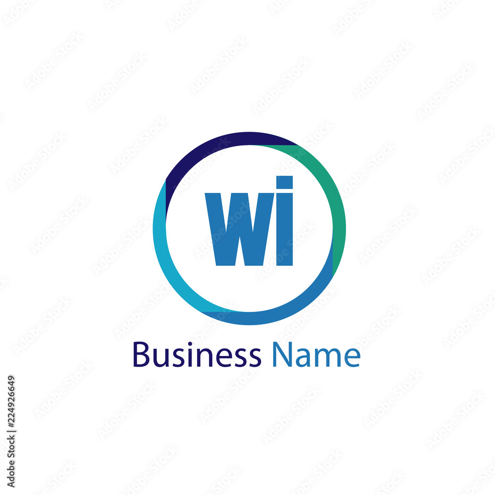 Initial Letter WI Logo Template Design