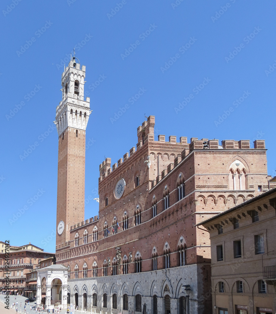 Mangia Tower in Piazza del Campo in Siena