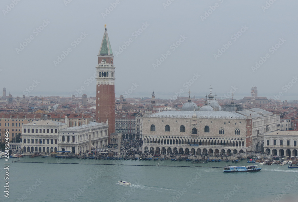 St Mark square seen fron St Mark basin in Venice