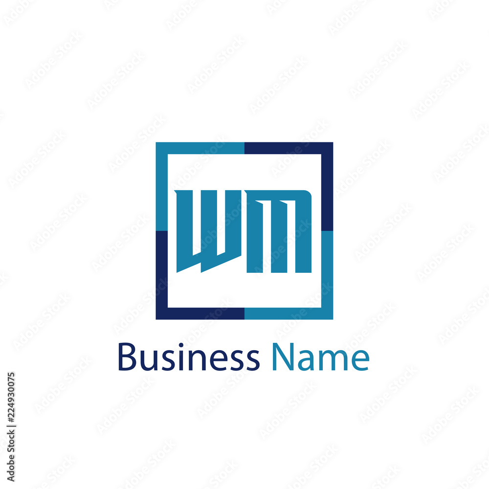 Initial Letter WM Logo Template Design