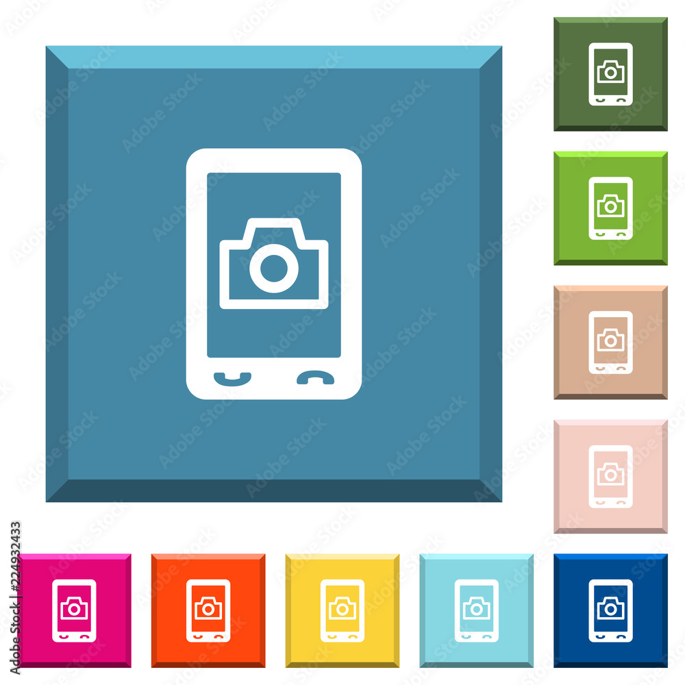 Mobile photography white icons on edged square buttons Mobile photography white icons on edged square buttons