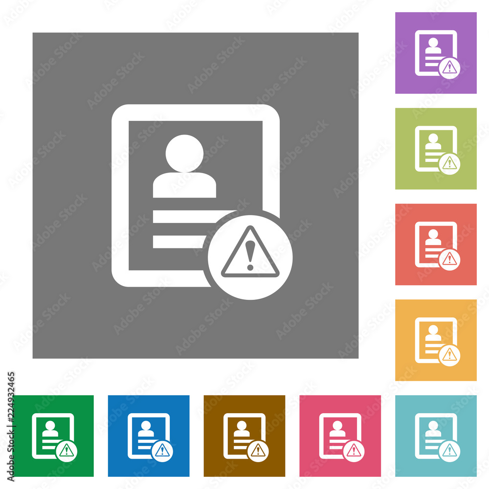 Contact warning square flat icons Contact warning square flat icons