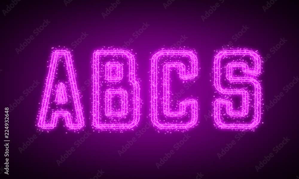 ABCS - pink glowing text at night on black background ABCS - pink glowing text at night on black background