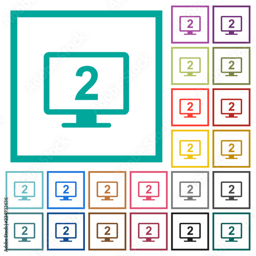 Secondary display flat color icons with quadrant frames
