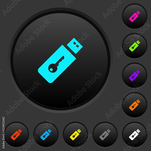 Hardware key dark push buttons with color icons
