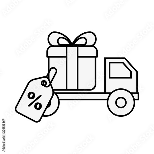 online shopping logistic truck delivery gift tag
