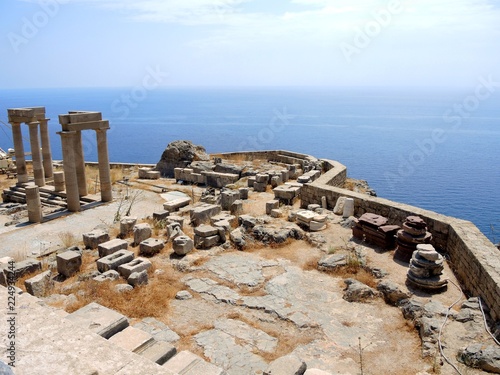 Ruins of the castle in Lindos. Rhodes