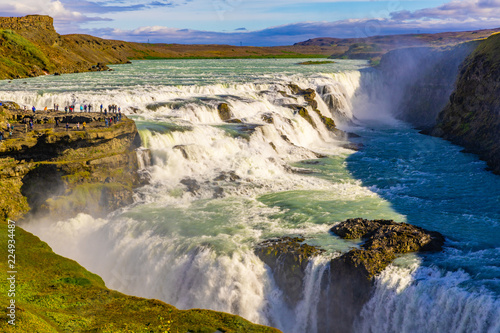 Cascading Gullfoss Waterfall  Iceland